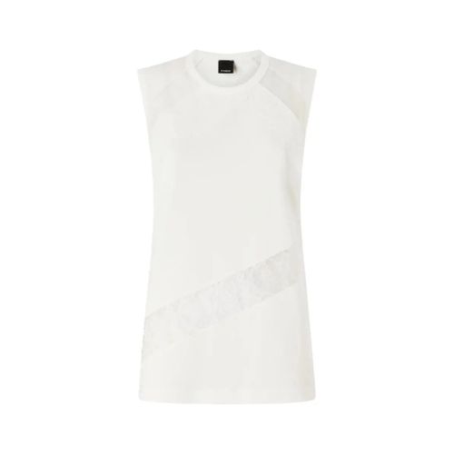 Debardeur Pull sans manches blanc rose avec inserts en dentelle - Pinko - Modalova