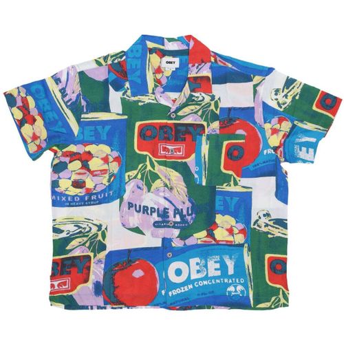 Chemise Camicia Manica Corta Uomo Fruit Cans Woven Black Multi - Obey - Modalova
