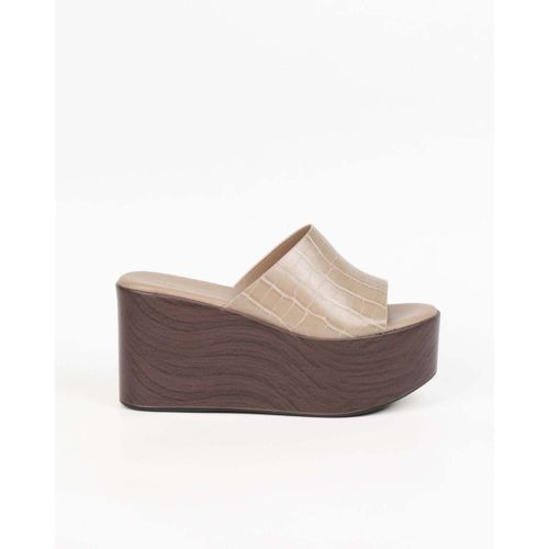 Mules Mules compensées plateforme, Taupe - Vera Collection - Modalova