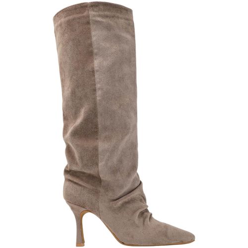 Bottes Bottes plissé à bout pointu talon aiguille, Taupe - Vera Collection - Modalova