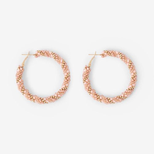 Boucles oreilles Créoles perles dorées et roses - Lollipops - Modalova