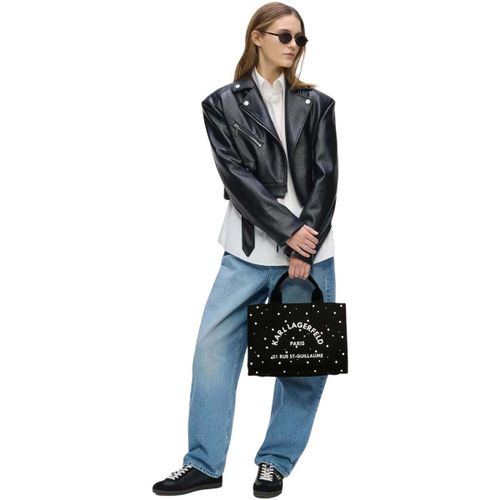 Cabas Cabas Carré Perles Coton Noir - Karl Lagerfeld - Modalova