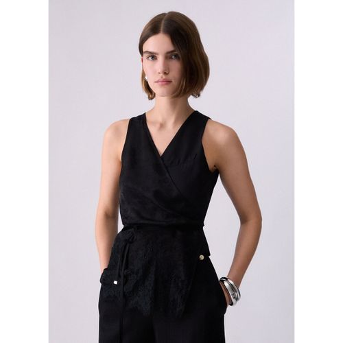 Blouses Top en jacquard avec détails en dentelle - Liu Jo - Modalova