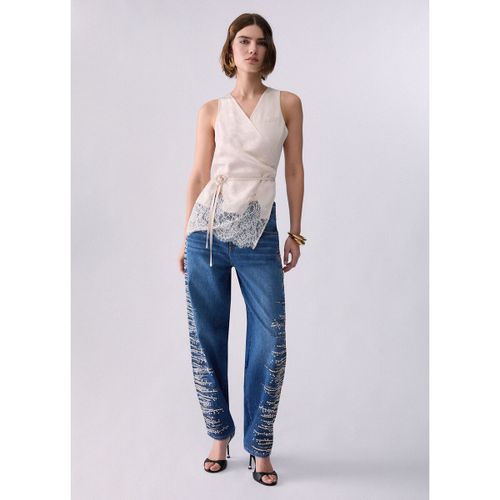 Blouses Top en jacquard avec détails en dentelle - Liu Jo - Modalova