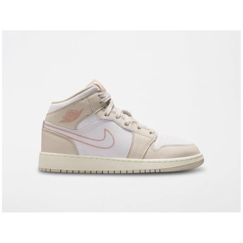 Baskets montantes AIR JORDAN 1 MID BEIGE BLANC ORANGE - Nike - Modalova