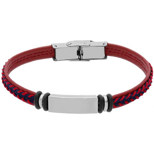 Bracelets Bracelet junior cuir rouge acier personnalisable - Brillaxis - Modalova