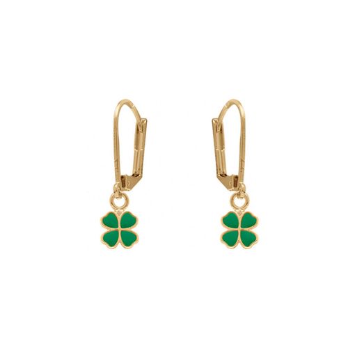 Boucles oreilles Boucles d'oreilles plaqué or dormeuse trèfle vert - Brillaxis - Modalova