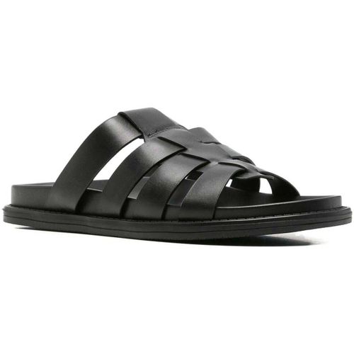 Sandales plates Men's Black Wedge Open-Toe Slippers - Alberto Gozzi - Modalova