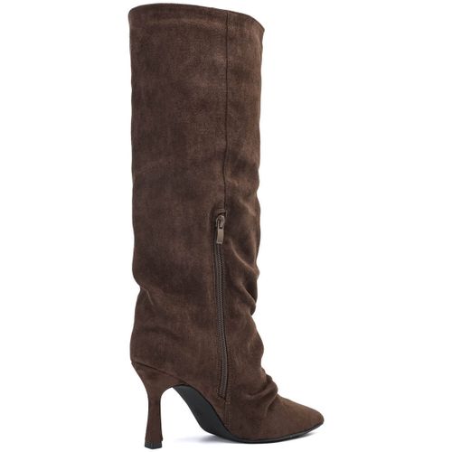 Bottes Bottes plissé à bout pointu talon aiguille - Marron - Vera Collection - Modalova