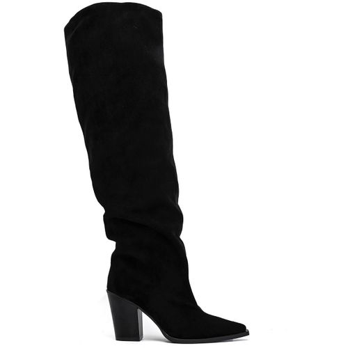 Bottes Bottes plissé à bout pointu talon bloc - Noir - Vera Collection - Modalova