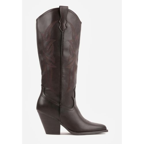 Bottes Bottes Hautes Style Santiags en Marron Lisse - Vera Collection - Modalova