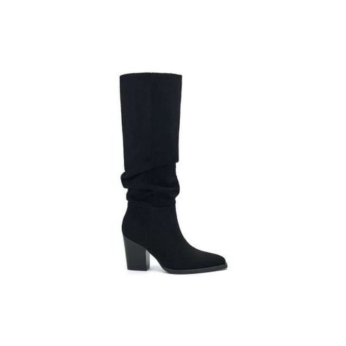 Bottes Bottes bout pointu effet plissé à talon bloc - noir - Vera Collection - Modalova