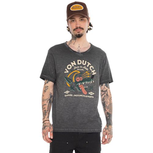 T-shirt T-shirt regular col V en slub avec print devant Wolf - Von Dutch - Modalova