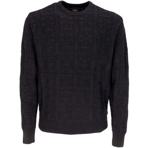 Sweat-shirt Maglione Uomo Interlaced Jacquard Overdyed Crew Black - Huf - Modalova