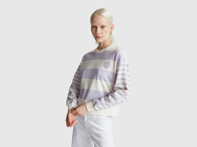 Benetton, Sweat-shirt À Col Rond Rayé, taille L, Lilas - United Colors of Benetton - Modalova