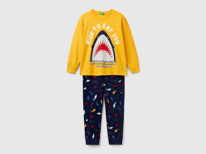 Benetton, Pigiama Lungo In Caldo Cotone, taglia XL, Giallo, Bambini - United Colors of Benetton - Modalova