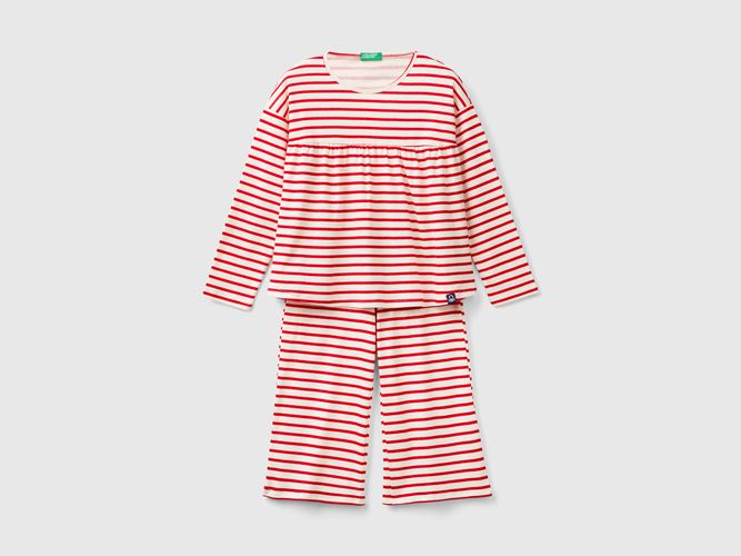 Benetton, Pigiama Ampio A Righe In Cotone Bio, taglia 2XL, Rosso, Bambini - United Colors of Benetton - Modalova