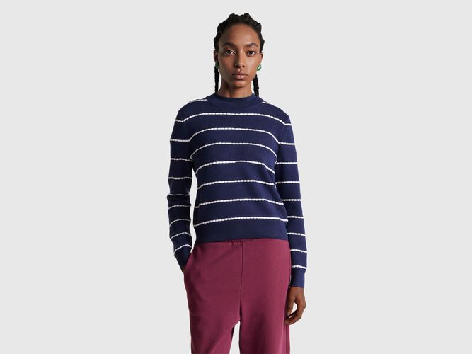 Benetton, Pull Jacquard En Mélange De Viscose, Taille: M, Bleu Foncé - United Colors of Benetton - Modalova