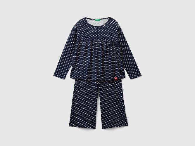 Benetton, Pigiama Ampio A Pois In Cotone Bio, taglia S, Blu Scuro, Bambini - United Colors of Benetton - Modalova