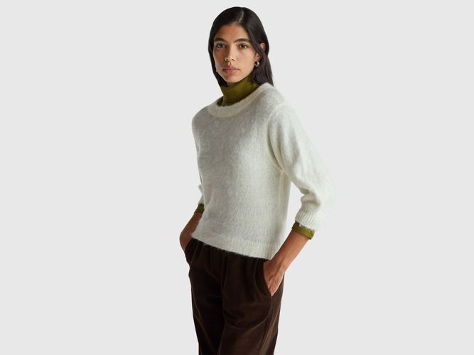 Benetton, Chemise Chaude À Manches Courtes, Taille: S, Crème - United Colors of Benetton - Modalova