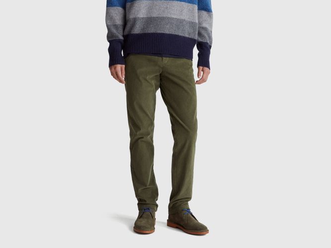 Benetton, Pantalon Slim En Velours Stretch, Taille: 48, Kaki - United Colors of Benetton - Modalova