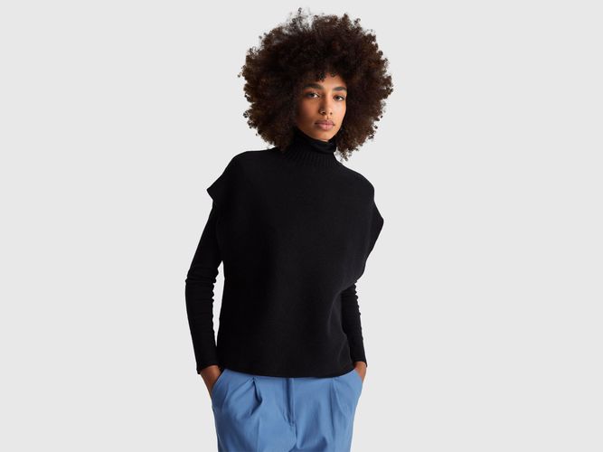 Benetton, Gilet Col Roulé En Laine Mélangée, Taille: M, Noir - United Colors of Benetton - Modalova