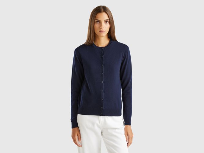 Benetton, Gilet Bleu Nuit À Col Rond En Pure Laine Mérinos, taille S, Bleu Foncé - United Colors of Benetton - Modalova