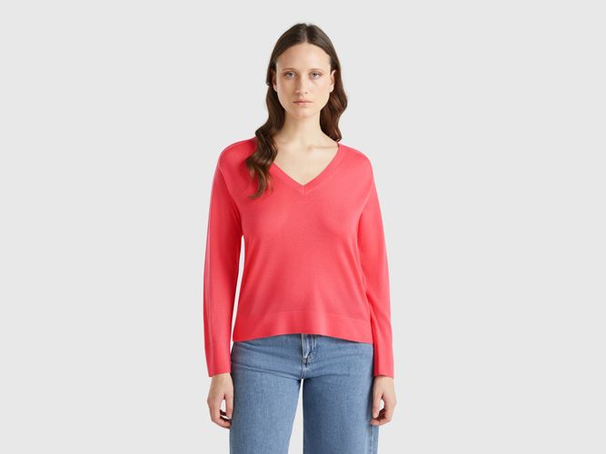 Benetton, Pull Col V En Pure Laine Mérinos, taille L, - United Colors of Benetton - Modalova