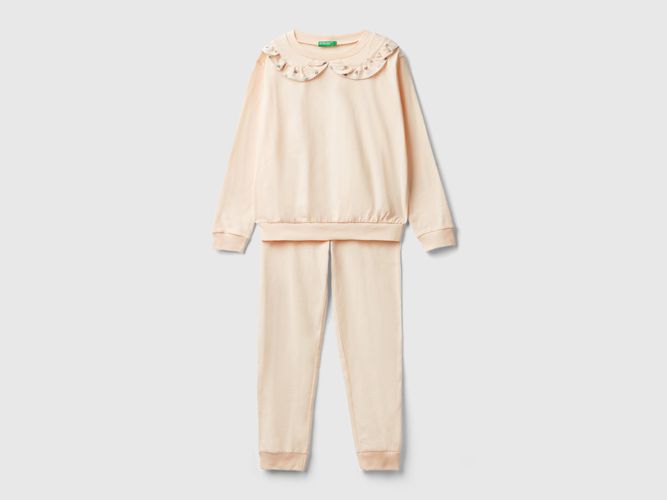 Benetton, Pigiama Lungo Con Colletto, taglia XXS, Pesca, Bambini - United Colors of Benetton - Modalova