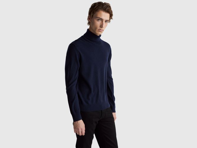 Benetton, Pull À Col Roulé Bleu Nuit En Pur Cachemire, Taille: XXL, Bleu Foncé - United Colors of Benetton - Modalova
