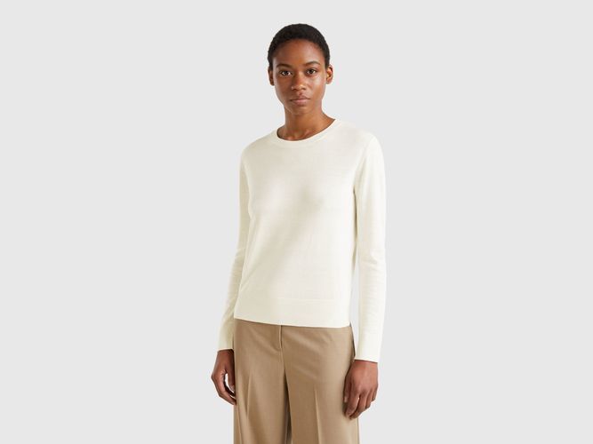 Benetton, Chemise À Manches Longues En Soie Mélangée, taille L, Crème - United Colors of Benetton - Modalova