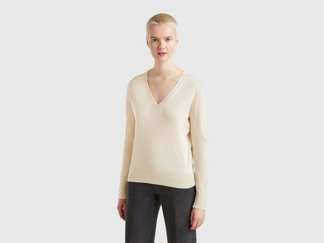 Benetton, Pull Col V En Soie Mélangée, taille M, - United Colors of Benetton - Modalova