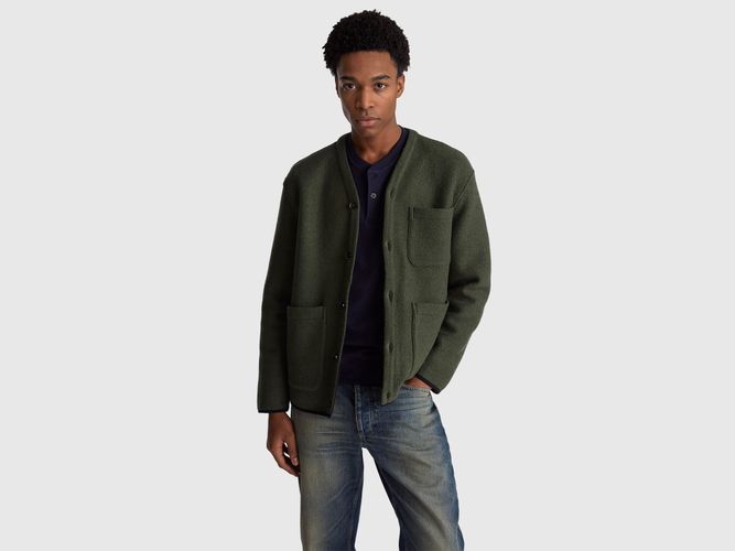 Benetton, Veste En Mélange De Laine Et De Viscose Avec Poches, Taille: XXL, Gris Foncé - United Colors of Benetton - Modalova
