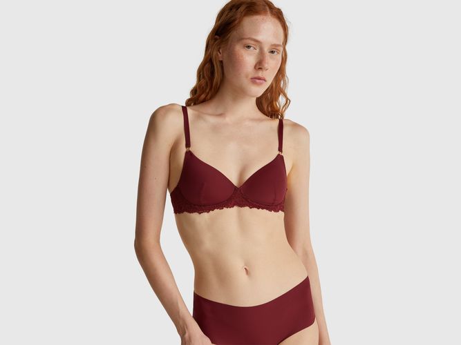 Benetton, Soutien-gorge Rembourré Avec Dentelle, taille 100, Bordeaux - United Colors of Benetton - Modalova
