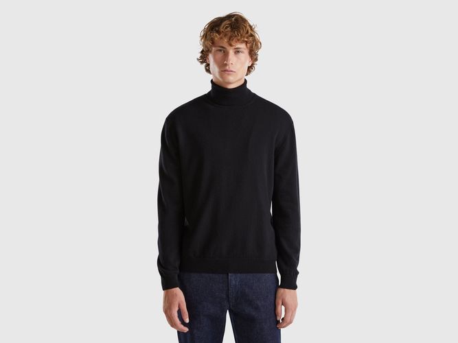 Benetton, Pull À Col Montant Noir En Pure Laine Mérinos, taille XXL, Noir - United Colors of Benetton - Modalova