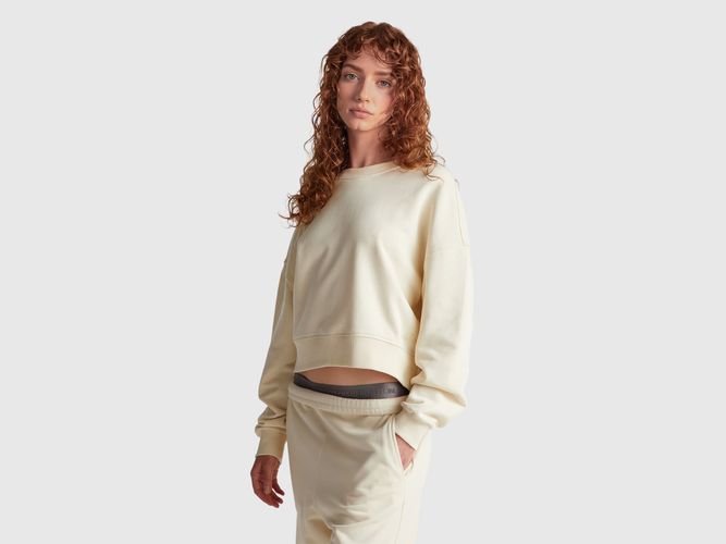 Benetton, Sweat-shirt 100% Coton Avec Logo Imprimé, Taille: L, Crème - United Colors of Benetton - Modalova