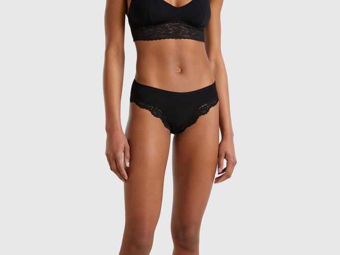Benetton, Slip Haut Côtés Avec Empiècements En Dentelle, taille M, Noir - United Colors of Benetton - Modalova