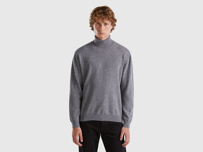 Benetton, Pull À Col Montant Gris Foncé En Pure Laine Mérinos, taille XXL, Gris Foncé - United Colors of Benetton - Modalova