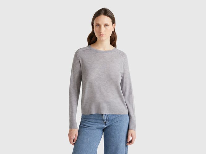Benetton, Pull En Pure Laine Mérinos, taille L, Gris Clair - United Colors of Benetton - Modalova