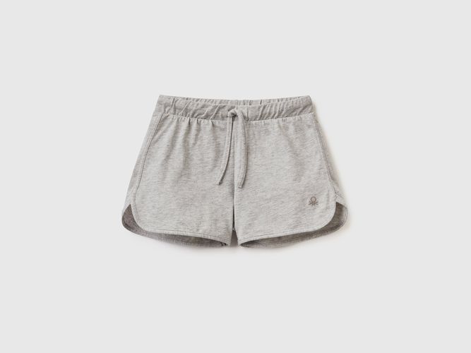 Benetton, Shorts Stile Runner In Cotone Bio, taglia M, Grigio Chiaro, Bambini - United Colors of Benetton - Modalova