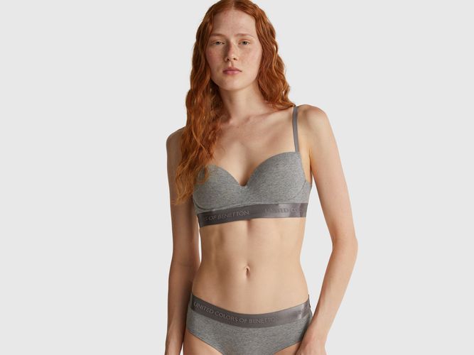 Benetton, Soutien-gorge Rembourré En Coton Extensible, taille 100, Gris Foncé - United Colors of Benetton - Modalova