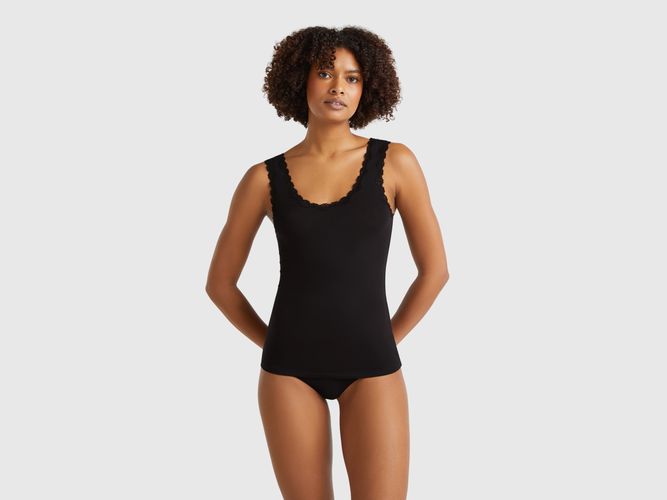 Benetton, Débardeur En Modal Avec Dentelle, taille L, Noir - United Colors of Benetton - Modalova