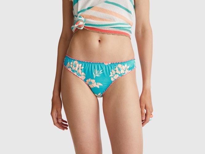 Benetton, Bas De Maillot De Bain Imprimé Fleuri, taille L, Bleu Vert - United Colors of Benetton - Modalova