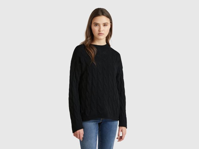 Benetton, Pull Torsadé En Cachemire Mélangé, taille L, Noir - United Colors of Benetton - Modalova