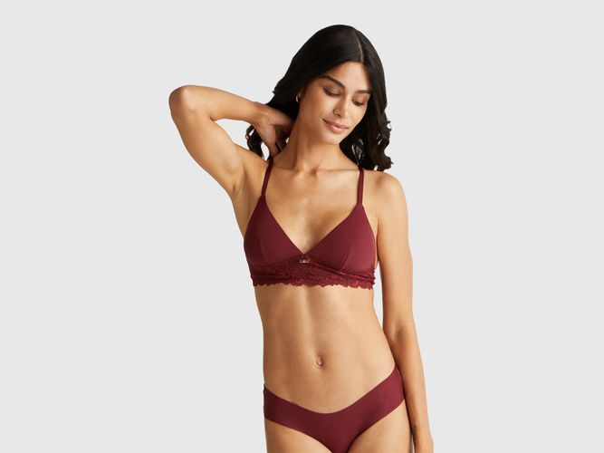 Benetton, Soutien-gorge Triangle Avec Dentelle, taille 100, Bordeaux - United Colors of Benetton - Modalova