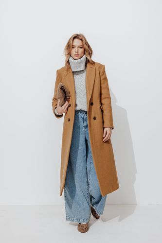 Manteau long en laine Camel 36 - Promod - Modalova