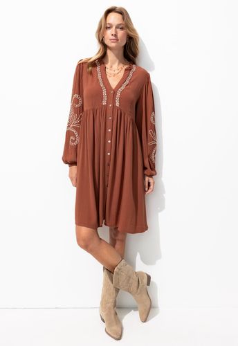 Robe courte brodée Terre de sienne - Promod - Modalova