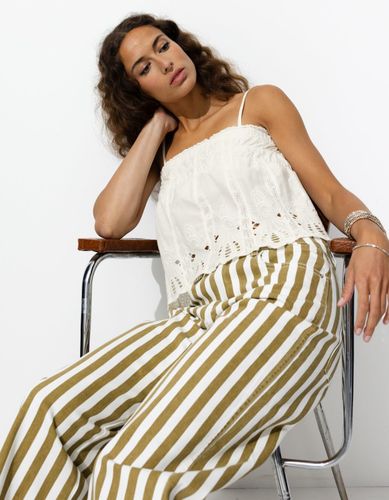 Crop top brodé Ecru 46 - Promod - Modalova