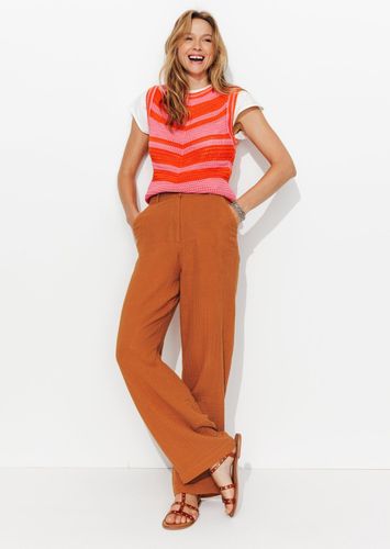 Pantalon gaze de coton Rouge foncé 40 - Promod - Modalova