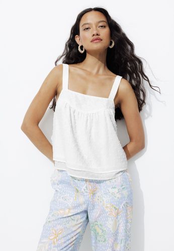 Top court brodé plumetis Ecru 34 - Promod - Modalova